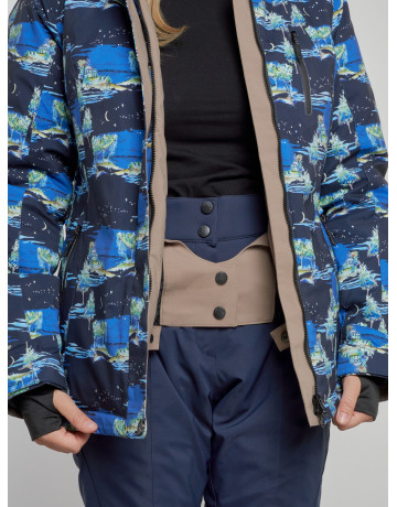 Женская горнолыжная куртка: тёмно-синий принт