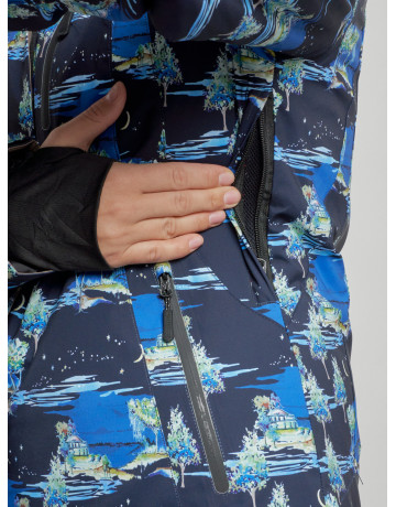 Женская горнолыжная куртка: тёмно-синий принт