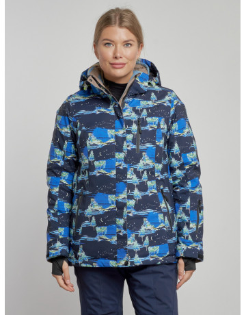 Женская горнолыжная куртка: тёмно-синий принт