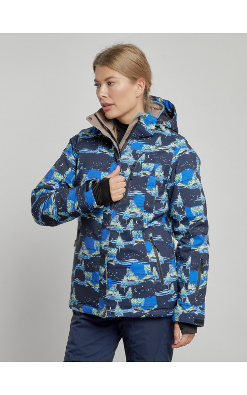 Женская горнолыжная куртка: тёмно-синий принт
