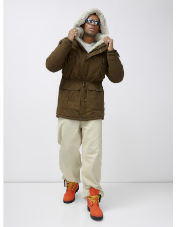 Мужская зимняя удлиненная парка с мехом, тёмно-коричневая в Тюмени
