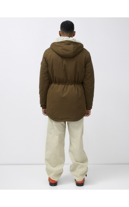 Мужская зимняя удлиненная парка с мехом, тёмно-коричневая в Тюмени