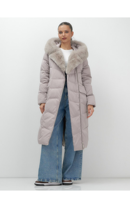 Пуховик премиум-класса с английским воротником из натурального меха кролика, зима 2025