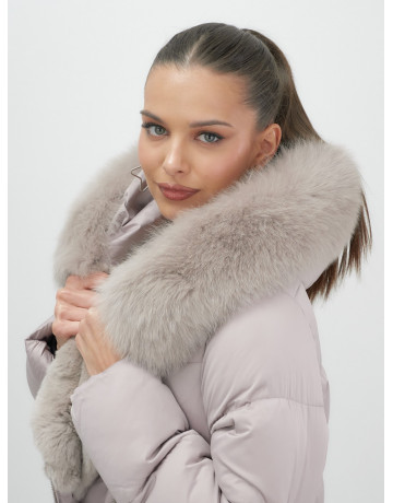 Пуховик премиум-класса с английским воротником из натурального меха кролика, зима 2025