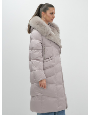 Пуховик премиум-класса с английским воротником из натурального меха кролика, зима 2025