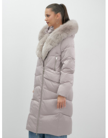 Пуховик премиум-класса с английским воротником из натурального меха кролика, зима 2025