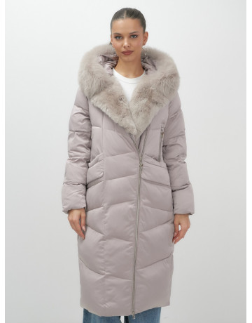 Пуховик премиум-класса с английским воротником из натурального меха кролика, зима 2025