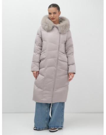 Пуховик премиум-класса с английским воротником из натурального меха кролика, зима 2025