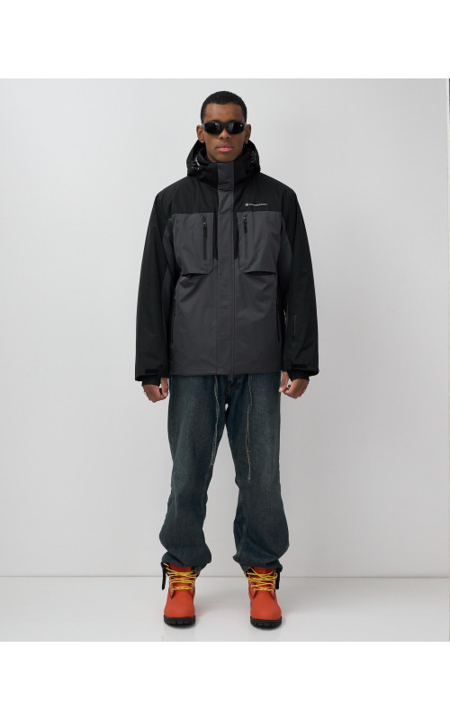 Мужская зимняя горнолыжная куртка, тёмно-серый, для спорта. в Тюмени