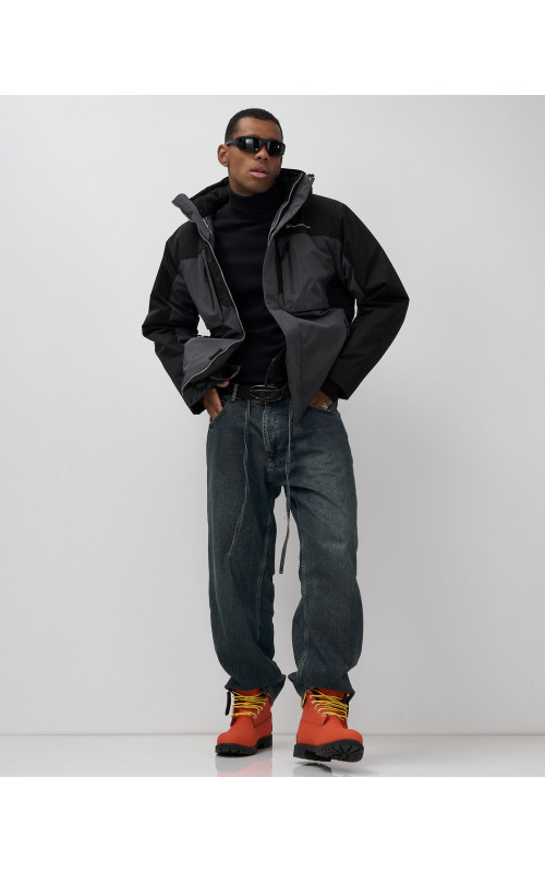 Мужская зимняя горнолыжная куртка, тёмно-серый, для спорта. в Тюмени