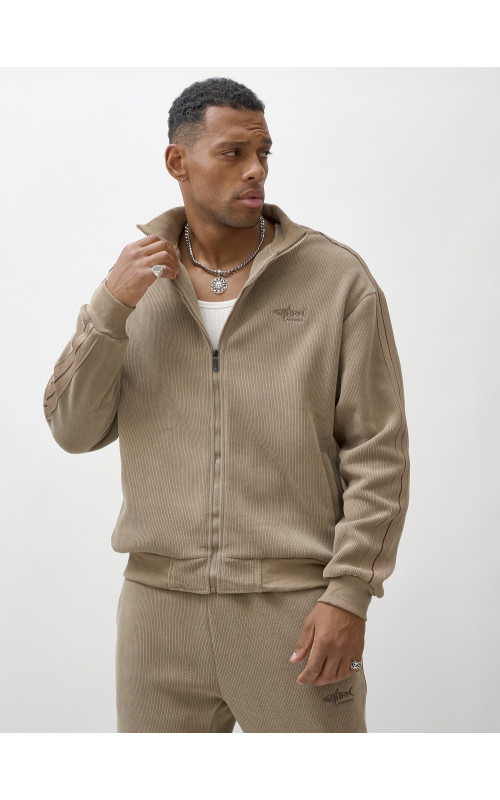 Мужской демисезонный спортивный костюм на флисе, бежевый, для спорта. в Тюмени