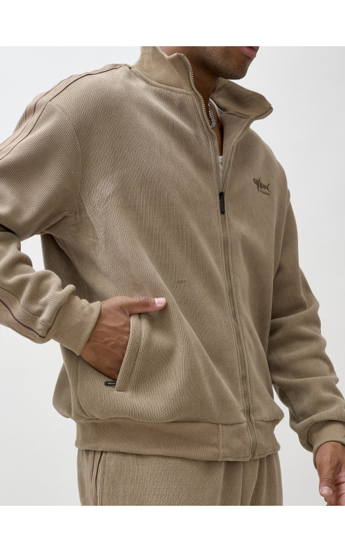 Мужской демисезонный спортивный костюм на флисе, бежевый, для спорта. в Тюмени