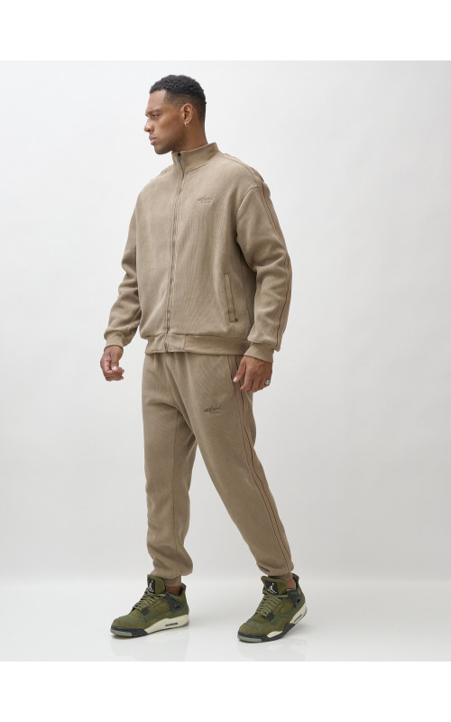 Мужской демисезонный спортивный костюм на флисе, бежевый, для спорта. в Тюмени