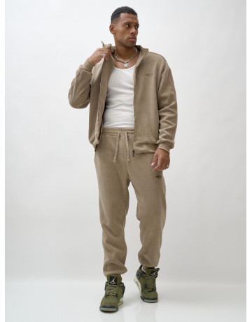 Мужской демисезонный спортивный костюм на флисе, бежевый, для спорта. в Тюмени