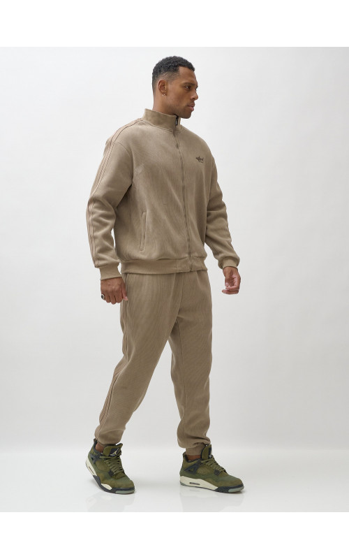 Мужской демисезонный спортивный костюм на флисе, бежевый, для спорта. в Тюмени