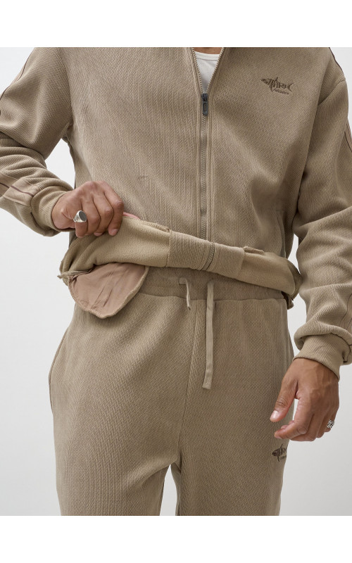 Мужской демисезонный спортивный костюм на флисе, бежевый, для спорта. в Тюмени