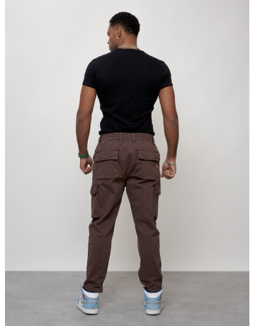 Мужские брюки карго с накладными карманами, коричневого цвета. в Тюмени