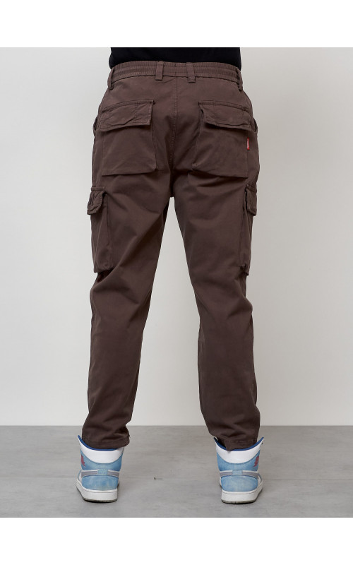 Мужские брюки карго с накладными карманами, коричневого цвета. в Тюмени