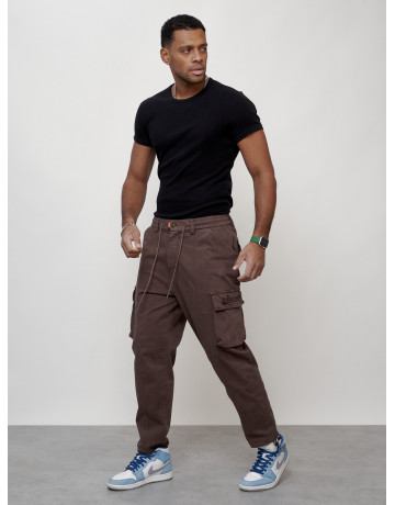 Мужские брюки карго с накладными карманами, коричневого цвета. в Тюмени