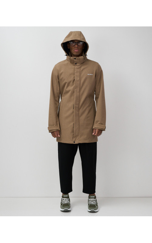 Мужская спортивная парка с капюшоном softshell, бежевый, для активного отдыха в Тюмени