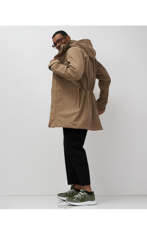 Мужская спортивная парка с капюшоном softshell, бежевый, для активного отдыха в Тюмени