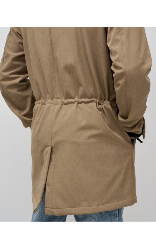 Мужская спортивная парка с капюшоном softshell, бежевый, для активного отдыха в Тюмени