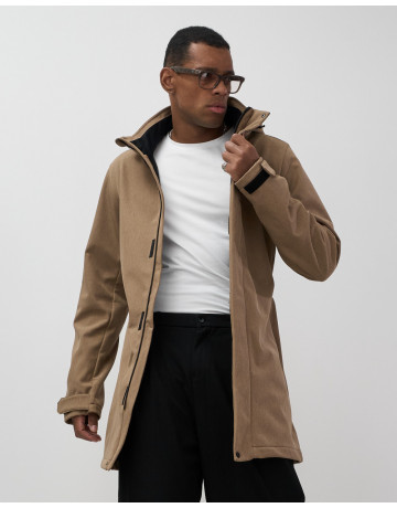 Мужская спортивная парка с капюшоном softshell, бежевый, для активного отдыха в Тюмени