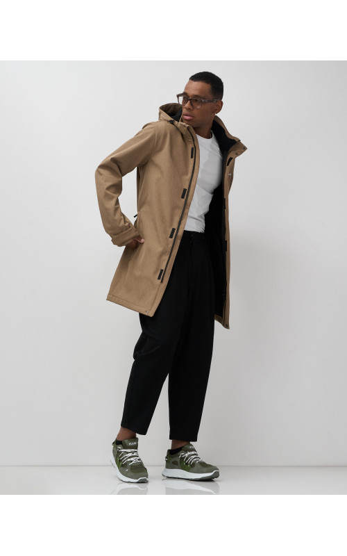 Мужская спортивная парка с капюшоном softshell, бежевый, для активного отдыха в Тюмени