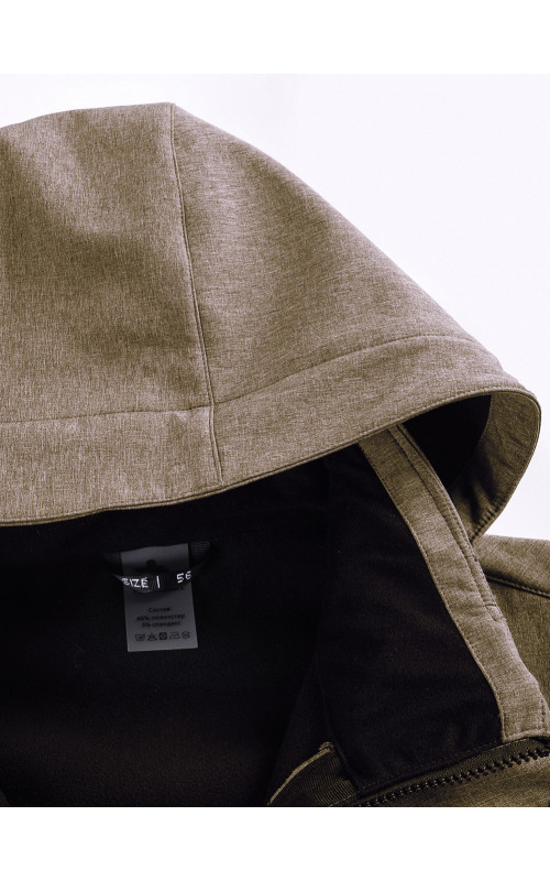 Мужская спортивная парка с капюшоном softshell, бежевый, для активного отдыха в Тюмени