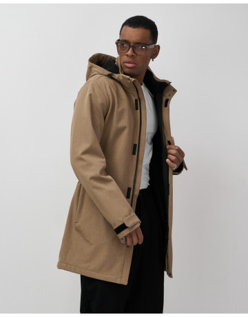 Мужская спортивная парка с капюшоном softshell, бежевый, для активного отдыха в Тюмени