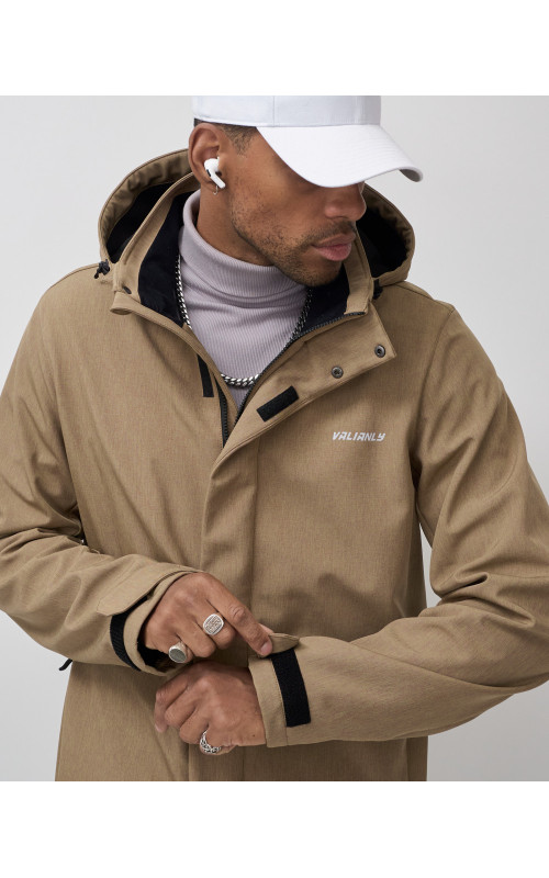 Мужская спортивная парка с капюшоном softshell, бежевый, для активного отдыха в Тюмени