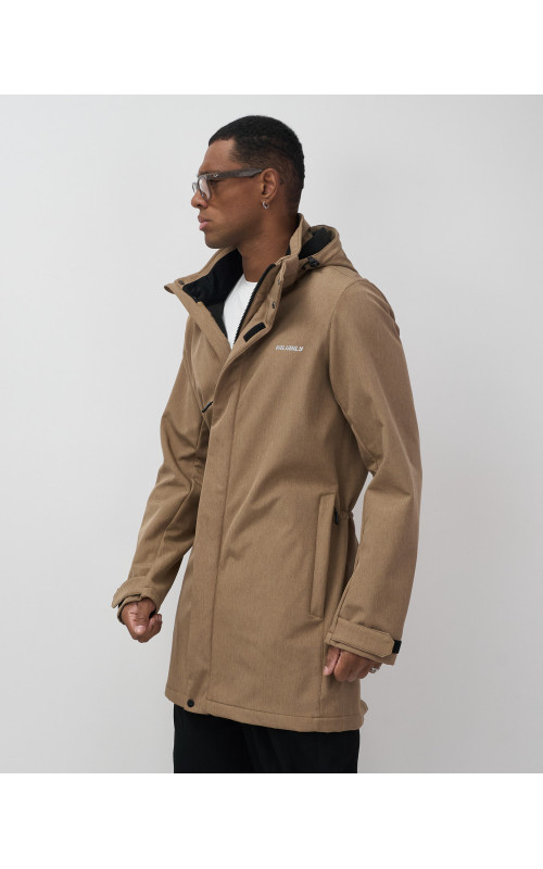 Мужская спортивная парка с капюшоном softshell, бежевый, для активного отдыха в Тюмени