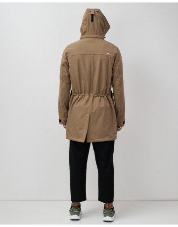 Мужская спортивная парка с капюшоном softshell, бежевый, для активного отдыха в Тюмени