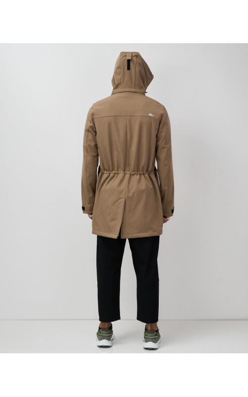 Мужская спортивная парка с капюшоном softshell, бежевый, для активного отдыха в Тюмени