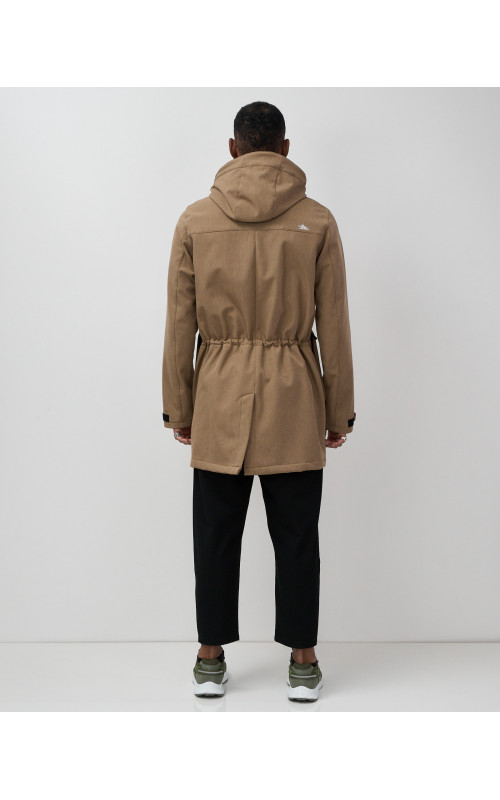 Мужская спортивная парка с капюшоном softshell, бежевый, для активного отдыха в Тюмени