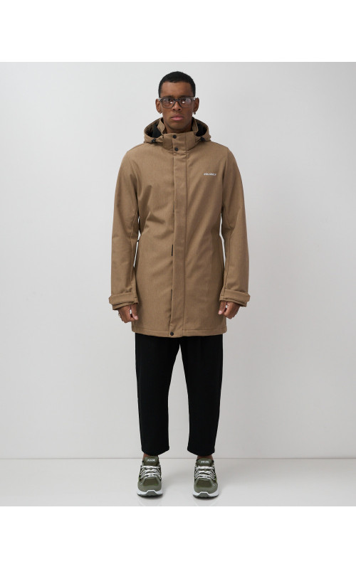 Мужская спортивная парка с капюшоном softshell, бежевый, для активного отдыха в Тюмени