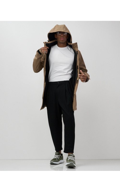 Мужская спортивная парка с капюшоном softshell, бежевый, для активного отдыха в Тюмени