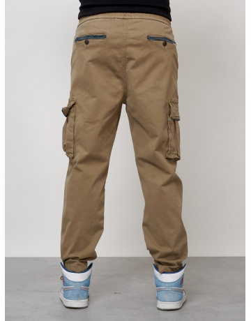 Мужские брюки карго с накладными карманами, бежевые в Тюмени