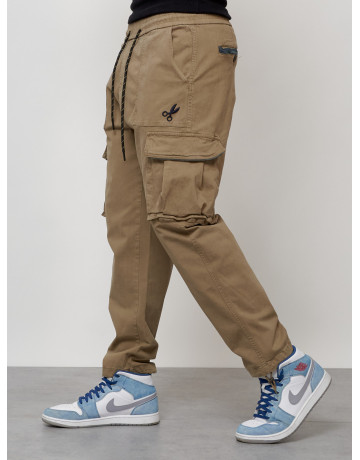 Мужские брюки карго с накладными карманами, бежевые в Тюмени
