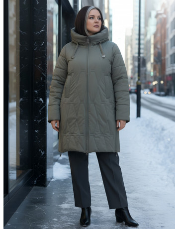Длинный зимний пуховик для женщин больших размеров
