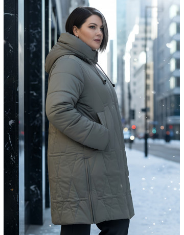 Длинный зимний пуховик для женщин больших размеров