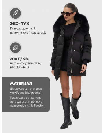 Пуховик с песцовым мехом, оверсайз, зимний, премиум-класса.