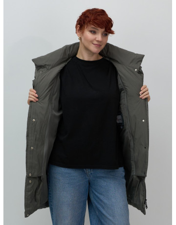 Зимнее утеплённое двубортное пальто-пуховик, длинный силуэт. в Тюмени