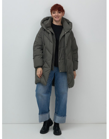 Зимнее утеплённое двубортное пальто-пуховик, длинный силуэт. в Тюмени