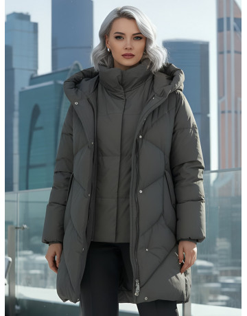 Женское зимнее двубортное пальто премиум-класса.