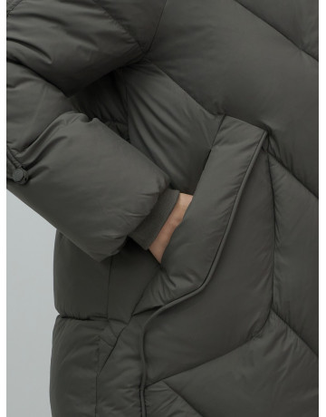 Зимнее утеплённое двубортное пальто-пуховик, длинный силуэт. в Тюмени