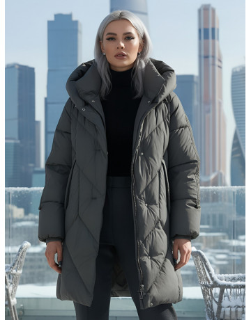 Женское зимнее двубортное пальто премиум-класса.