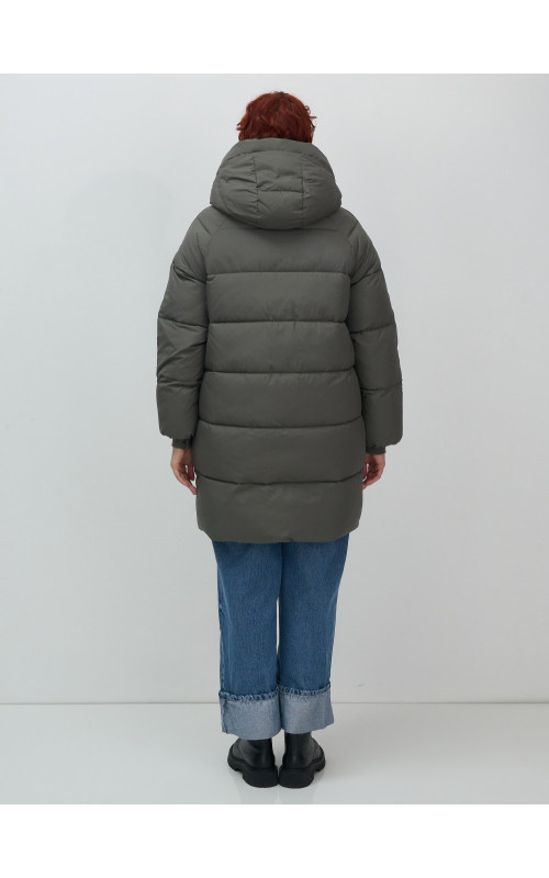 Зимнее утеплённое двубортное пальто-пуховик, длинный силуэт. в Тюмени