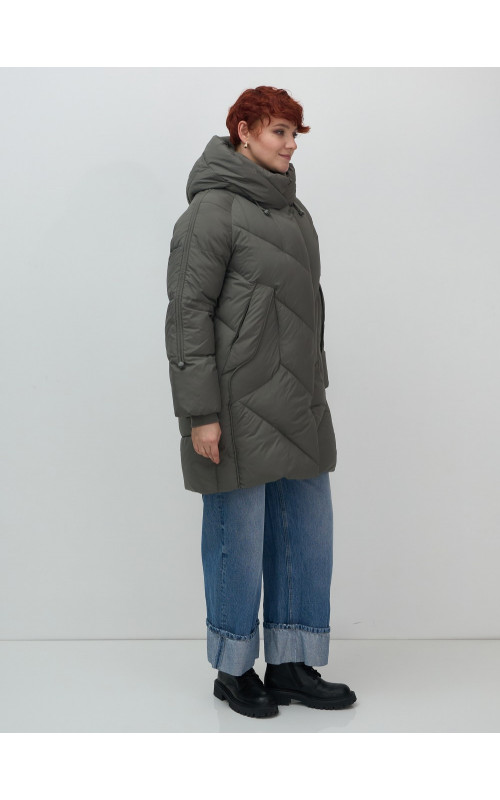 Зимнее утеплённое двубортное пальто-пуховик, длинный силуэт. в Тюмени