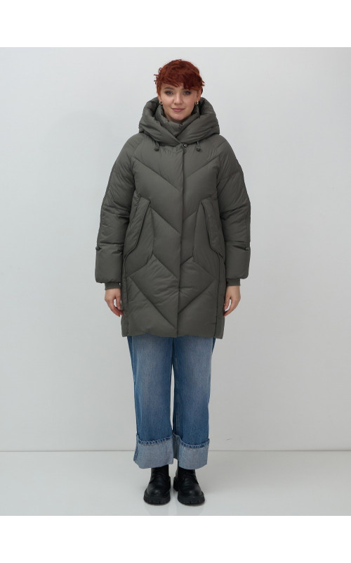 Зимнее утеплённое двубортное пальто-пуховик, длинный силуэт. в Тюмени